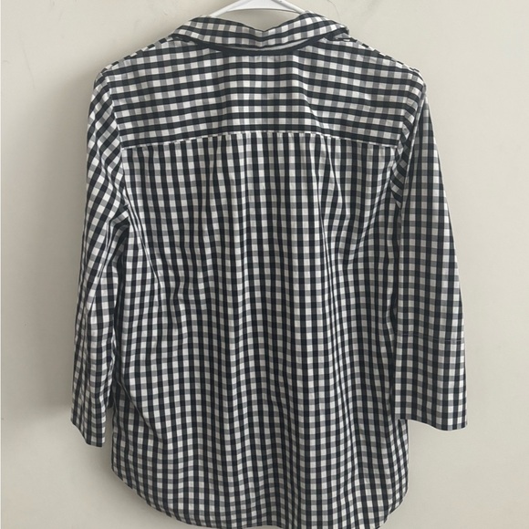 Lafayette 148 New York Women Shirt Plaid Black White M Academia Button Up Office - Picture 2 of 6